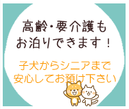 高齢・介護の必要なワンちゃんもOK