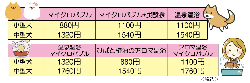 マイクロバブル温浴料金表